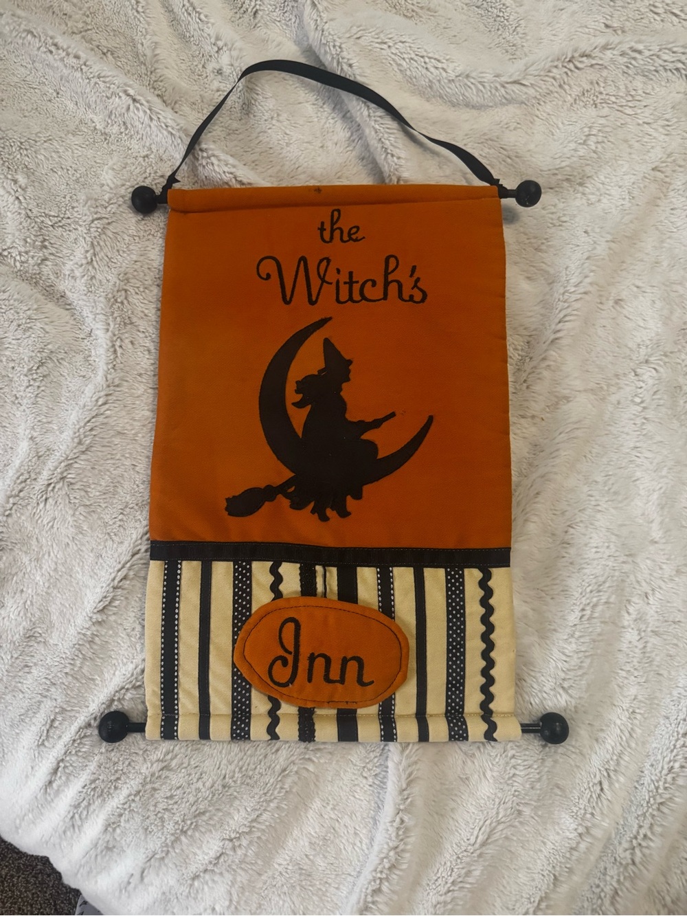 The Witch's Inn Halloween Wall Hanging - Orange & Black